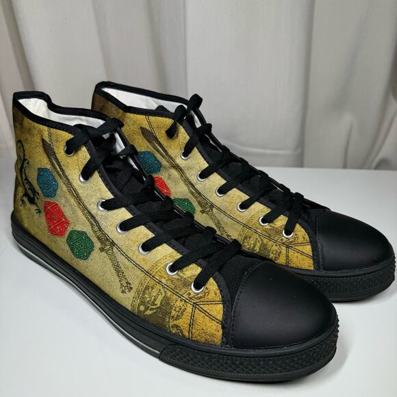 Artistic Black and Tan High-Top Loafers - Picture 1 of 9